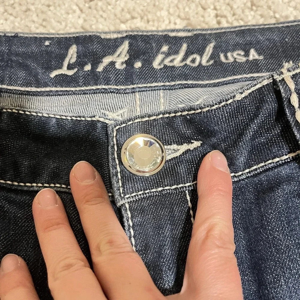L.A. Idol USA Embellished Large Stitch Jeans Size 7 Women's 30 W 31.5Inseam NWOT